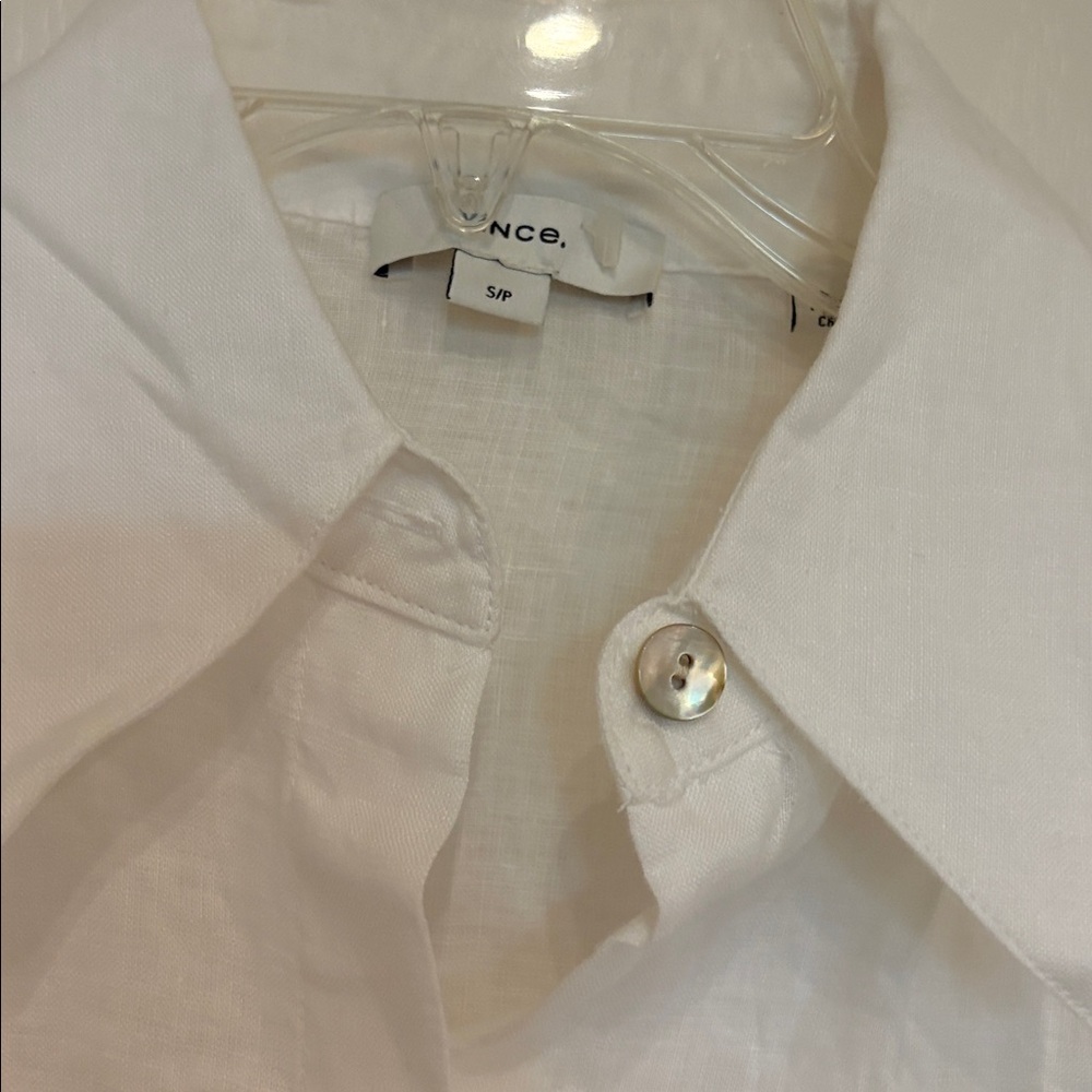 Vince White Linen-Blend Button Collar Shirt - Picture 2 of 7